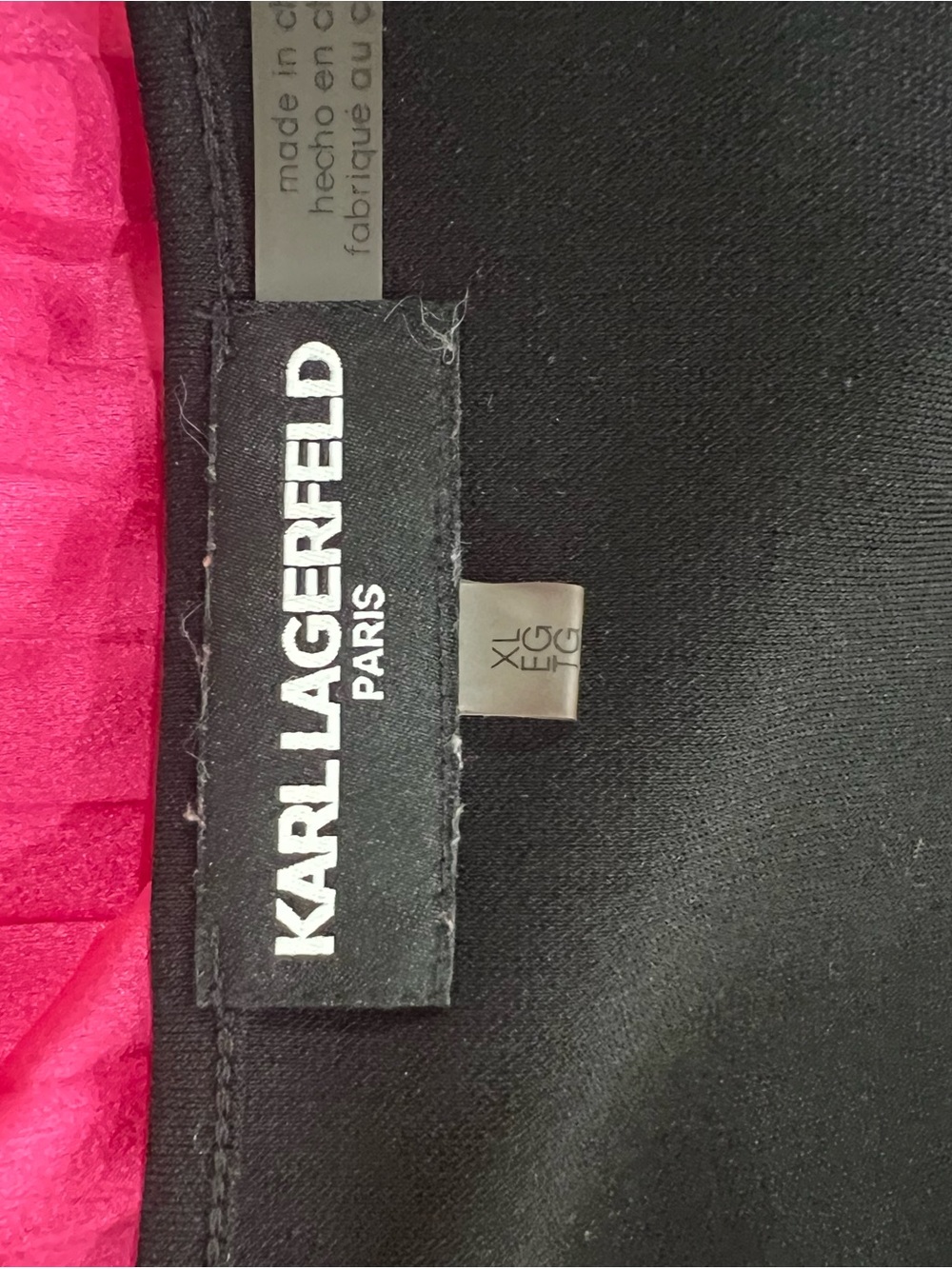 Karl Lagerfeld Black & Hot Pink Pleated Logo Midi Dress - Picture 5 of 5